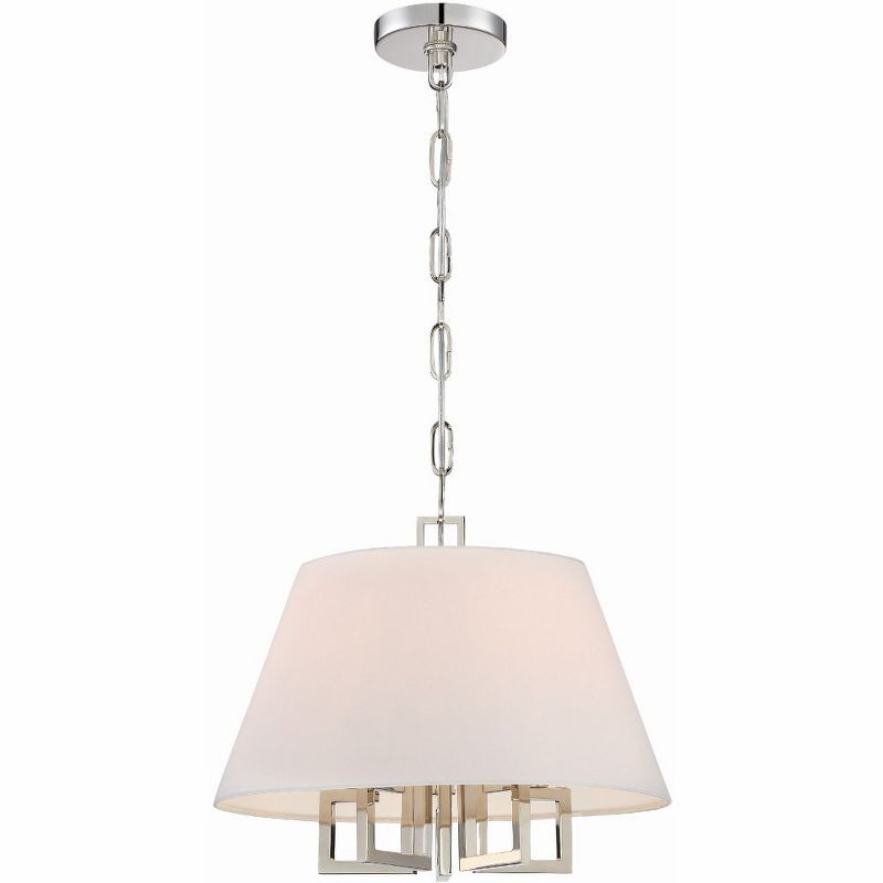 Mini Elegance 5-Light Chandelier in Polished Nickel with Silk Shade