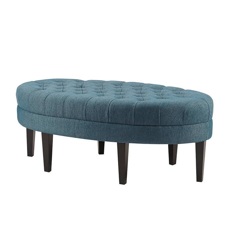 Elegant Surfboard Tufted Cocktail Ottoman in Dusty Blue