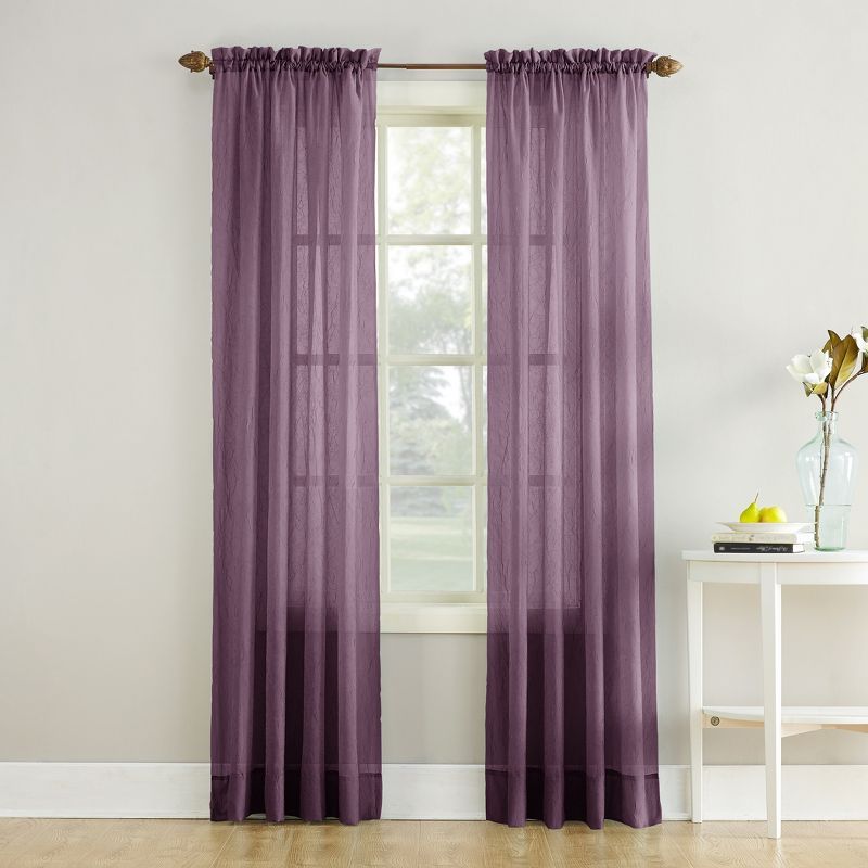 Erica Purple Sheer Voile Rod Pocket Curtain Panel