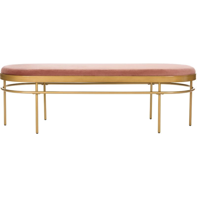 Sylva Dusty Rose Velvet Oval Bench with Gold Metallic Finish
