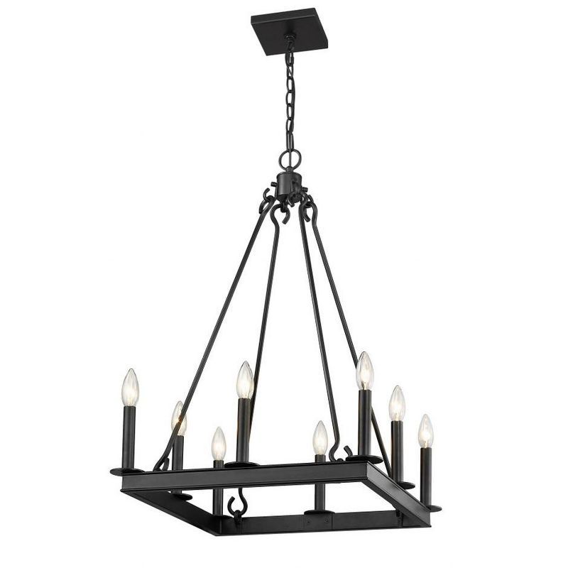 Barclay Minimalist Matte Black Square Candle Chandelier