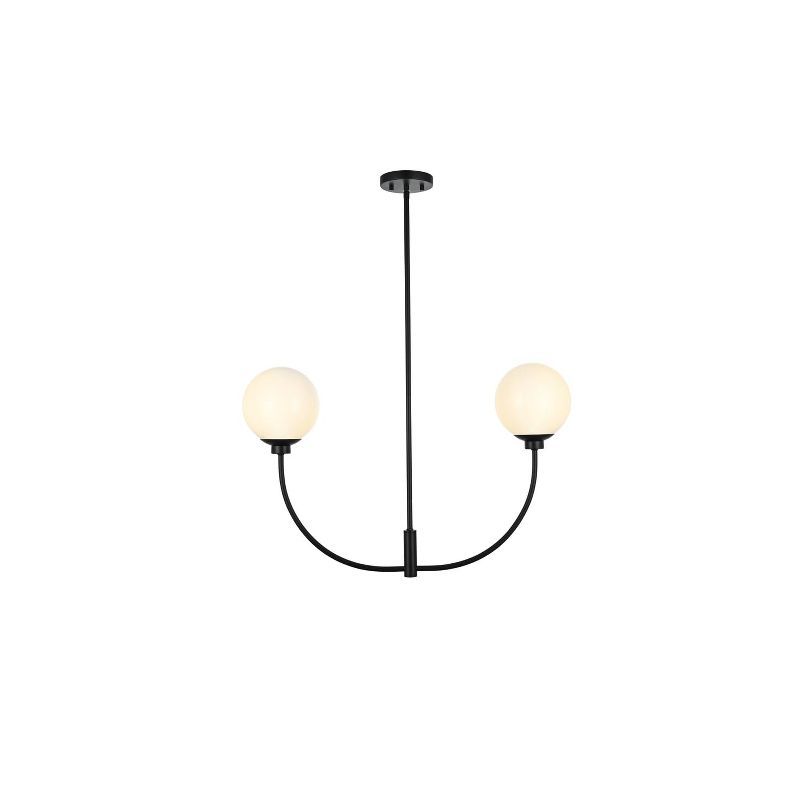 Nyomi 30'' Black Metal and Glass 2-Light Chandelier