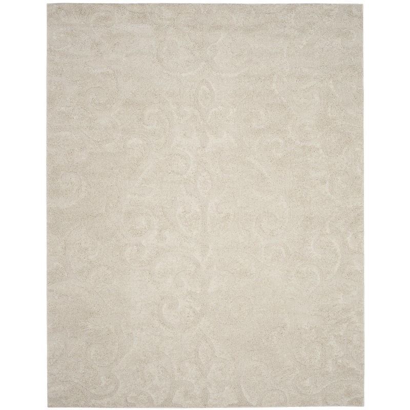 Creme Floral Shag 8' x 10' Synthetic Area Rug