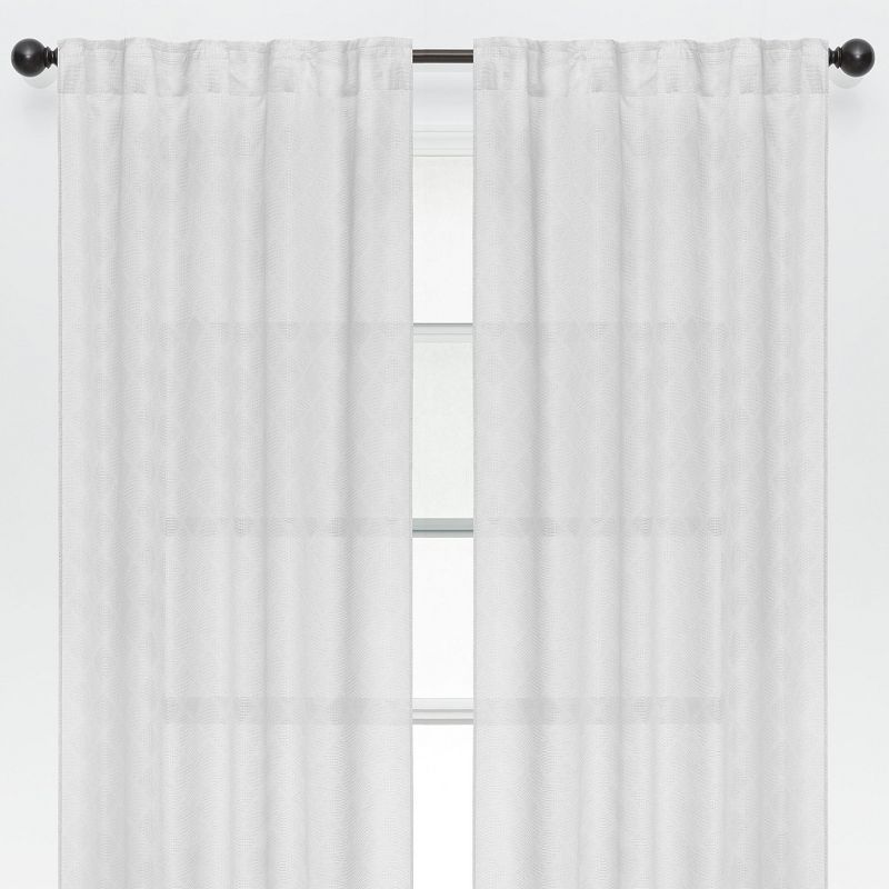 White Semi-Sheer Polyester Kitchen Window Curtains, 52 x 108 Inches
