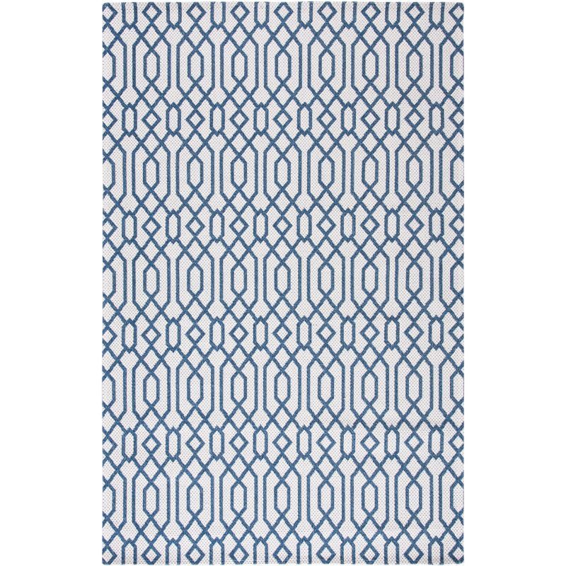 Augustine Geometric Flatweave Area Rug in Gray and Navy, 8'7" x 12'