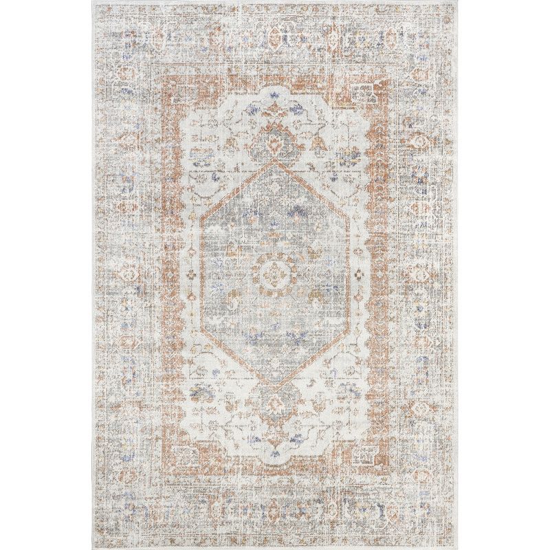 nuLOOM Jacquie 5' Square Vintage Floral Silver Area Rug