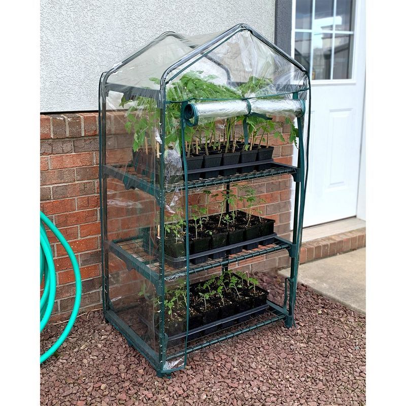 Clear PVC 3-Shelf Mini Greenhouse with Steel Frame