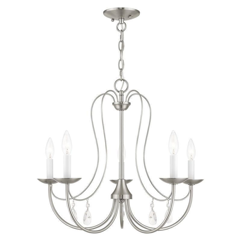 Elegant Brushed Nickel 5-Light Chandelier with Candelabra Bulbs