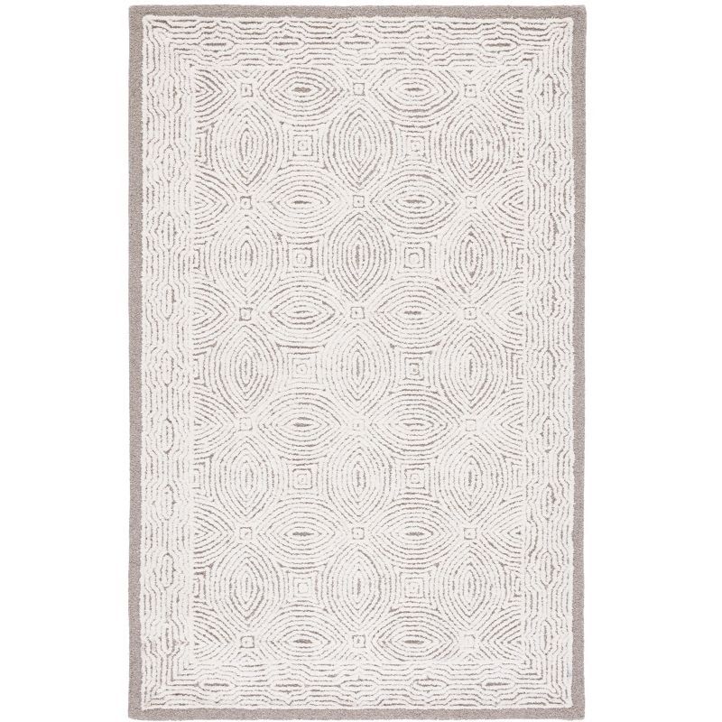 Ivory Abstract Handmade Wool 3' x 5' Tufted Area Rug