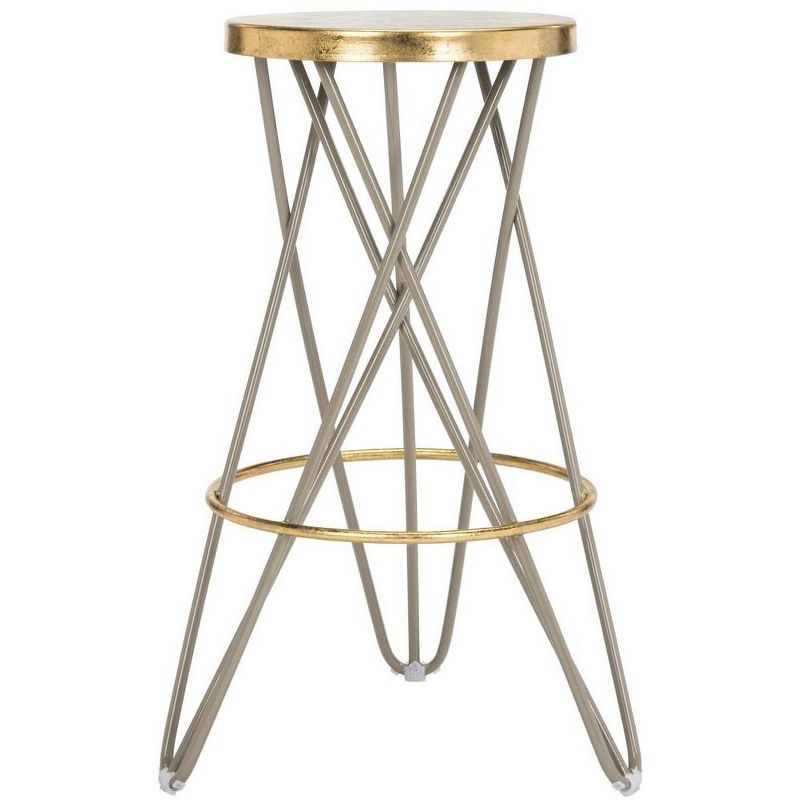 Beige and Gold Hairpin Leg Industrial Bar Stool