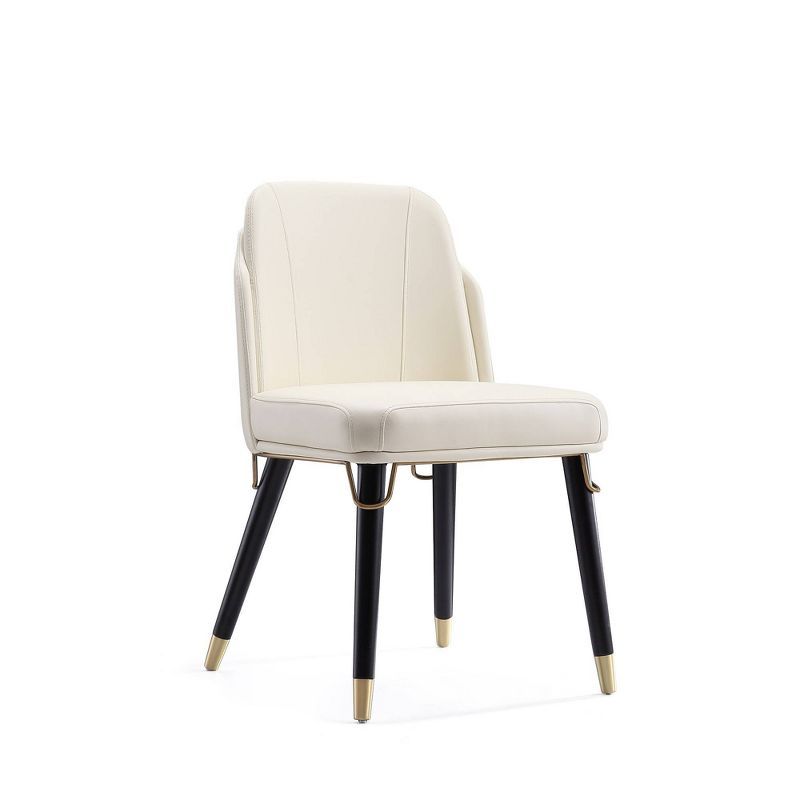 Estelle Cream & Black Faux Leather High-Back Side Chair