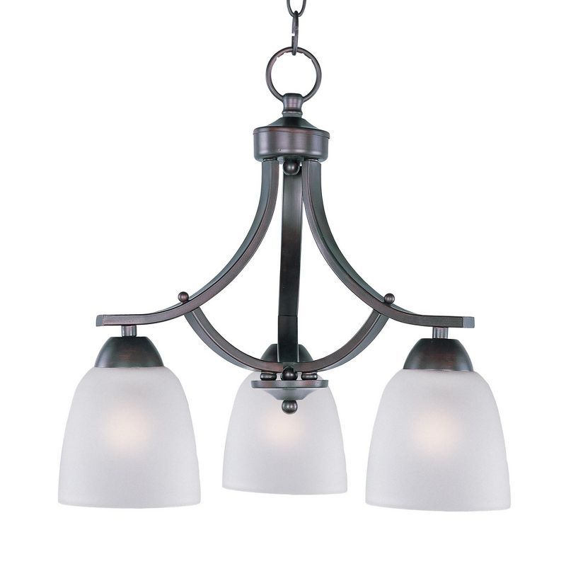 Oil Rubbed Bronze Mini 3-Light Chandelier with Frosted Glass Shades
