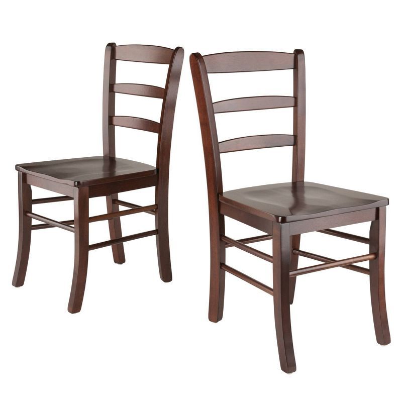 Set of 2 Walnut Ladderback Wood Side Chairs