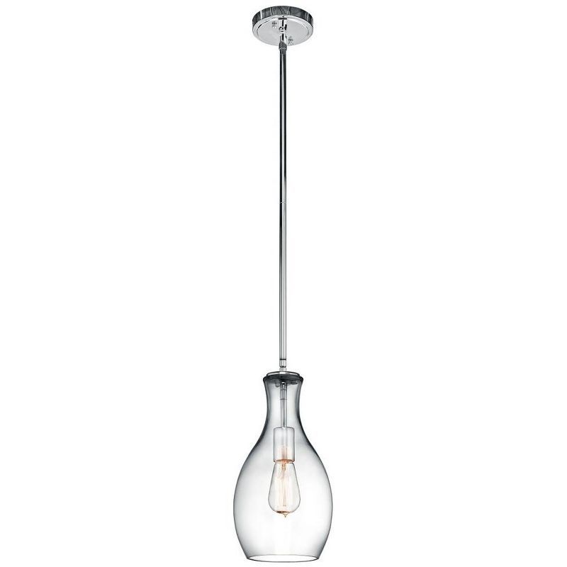 Everly 13.75" Black and Chrome Contemporary Mini Pendant Light