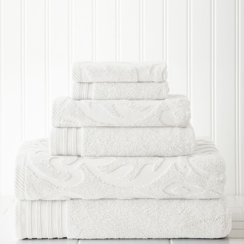 White Egyptian Cotton Jacquard 6-Piece Towel Set