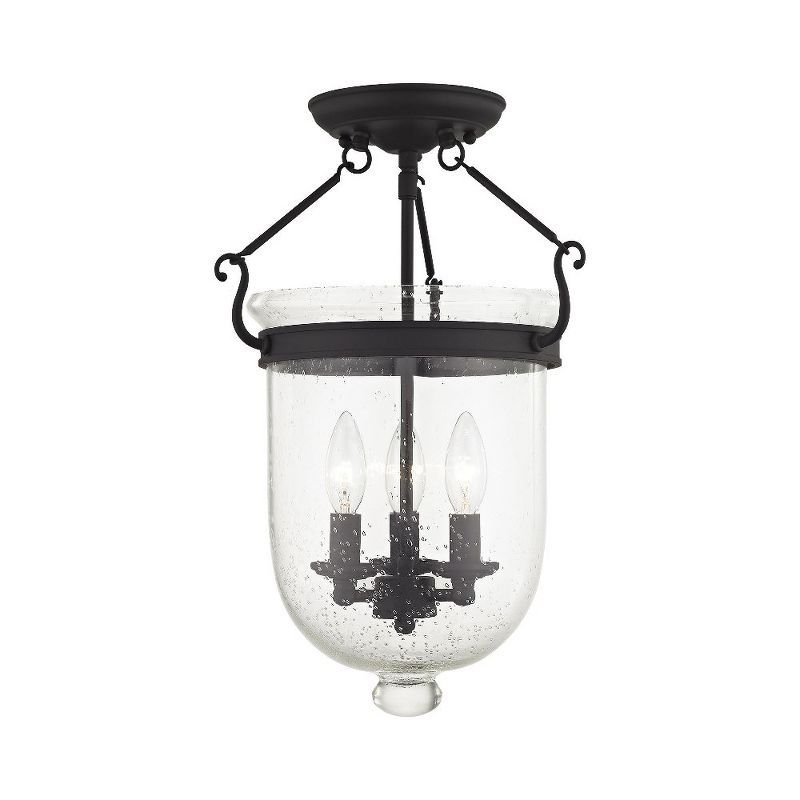 Jefferson Black 18" Hand-Blown Glass Semi-Flush Mount Light