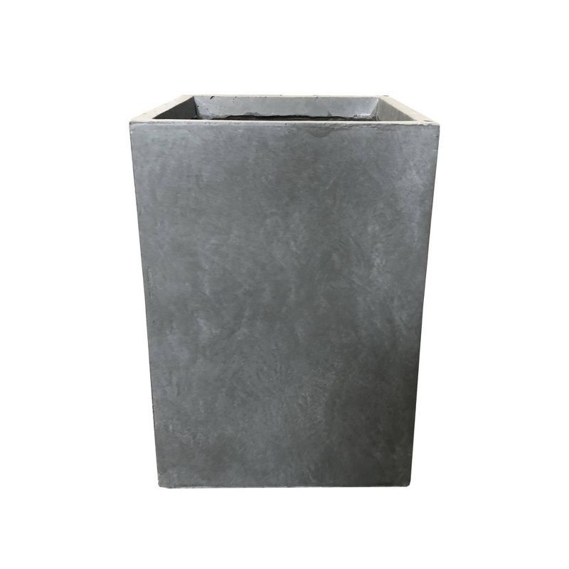 Slate Gray Lightweight Concrete Tall Square Planter Pot