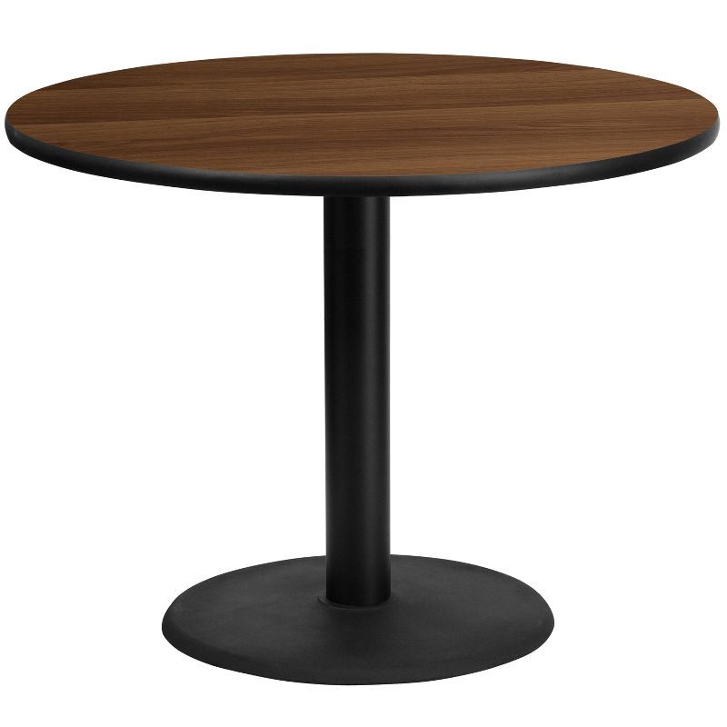 Contemporary 42'' Round Walnut Laminate Dining Table