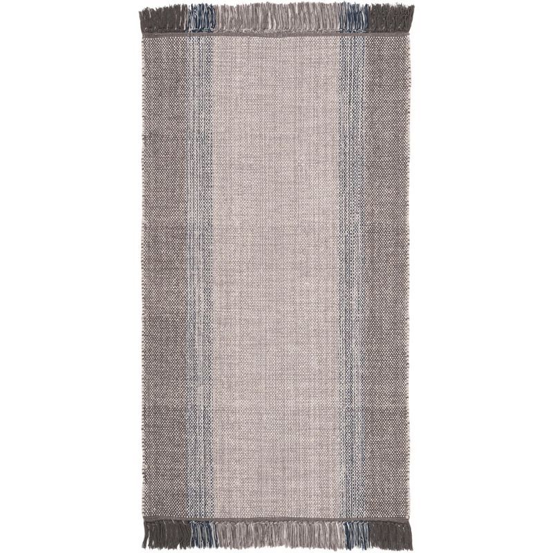 Coastal Essence Handwoven Blue/Grey Cotton Flatweave Rug 2'3" x 4'