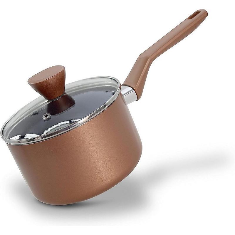 Copper Non-stick Aluminum Saucepan with Lid, 2 QT