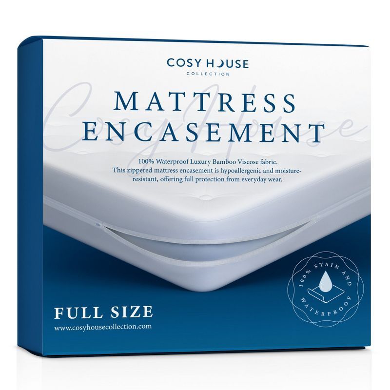 Full Size White Bamboo Rayon Waterproof Mattress Encasement