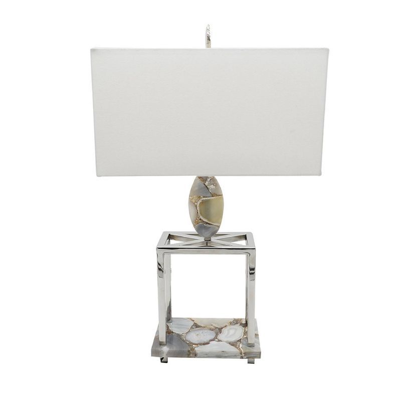 Agate-Inspired Silver Rectangular Kids' Table Lamp 16"x27"