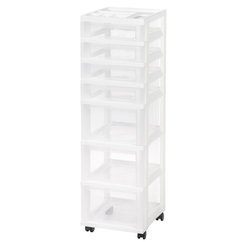 White and Clear 7-Drawer Rolling Plastic Storage Cart