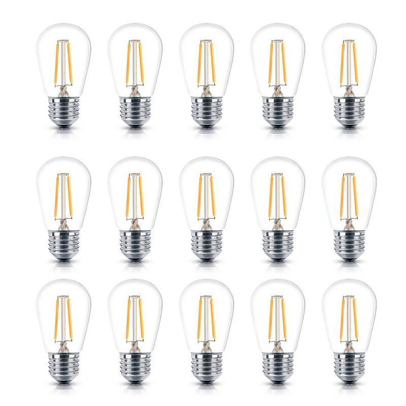 Clear Dimmable LED Edison Bulbs for Outdoor String Lights, 15-Pack