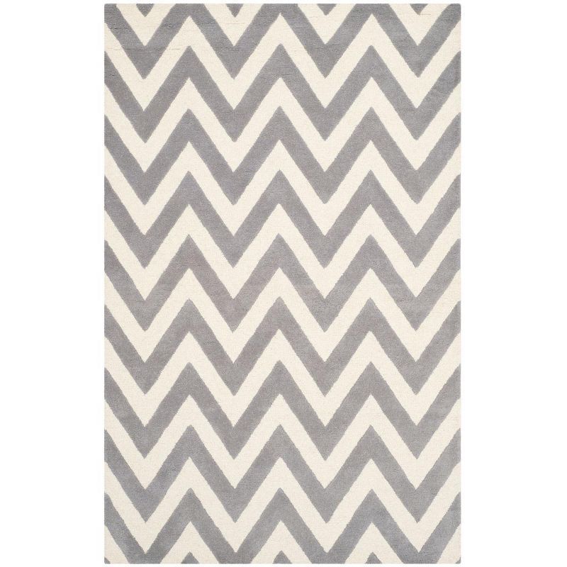 Hand-tufted Silver & Ivory Square Wool Area Rug, 7'6" x 9'6"
