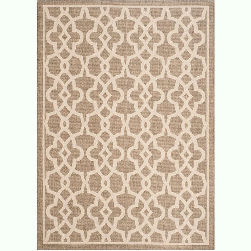 Mocha & Beige Easy-Care Synthetic 5'3" x 7'7" Indoor/Outdoor Rug