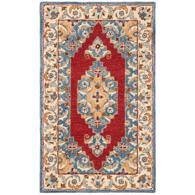 Antiquity Blue and Red Handmade Wool Area Rug