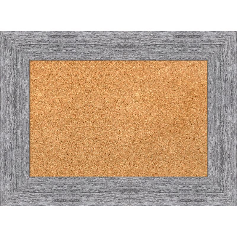 Rustic Gray Framed Natural Cork Bulletin Board