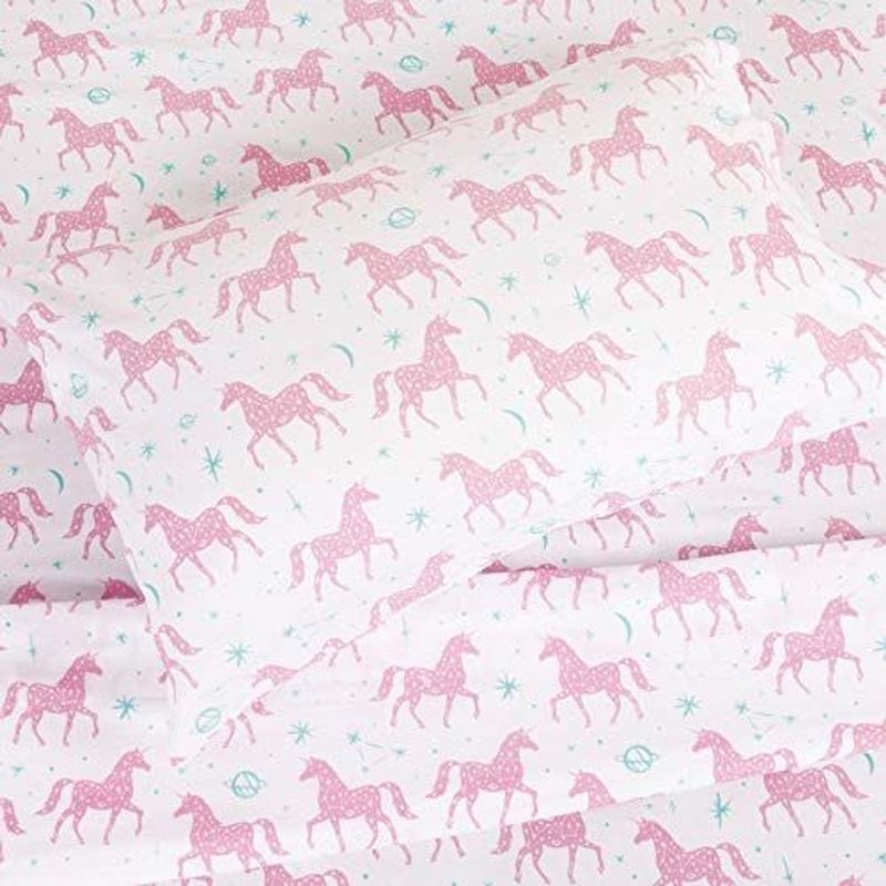 Pink Unicorn Full Microfiber 4-Piece Bed Sheet Set