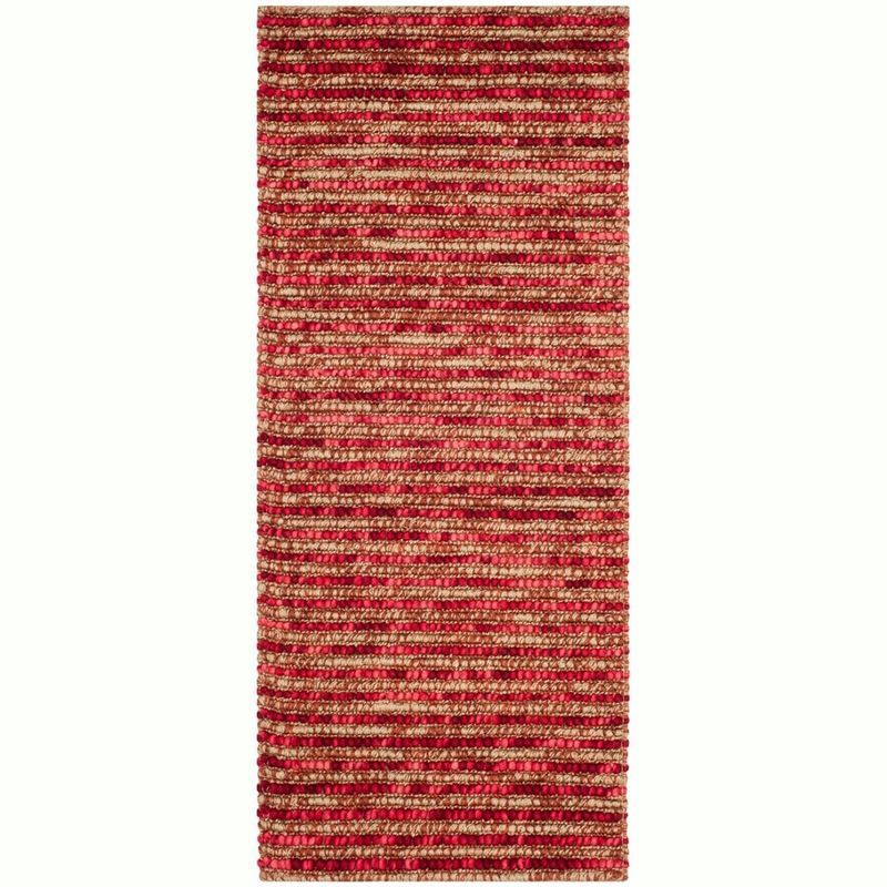 Hand-Knotted Red and Multicolor Wool Runner Rug