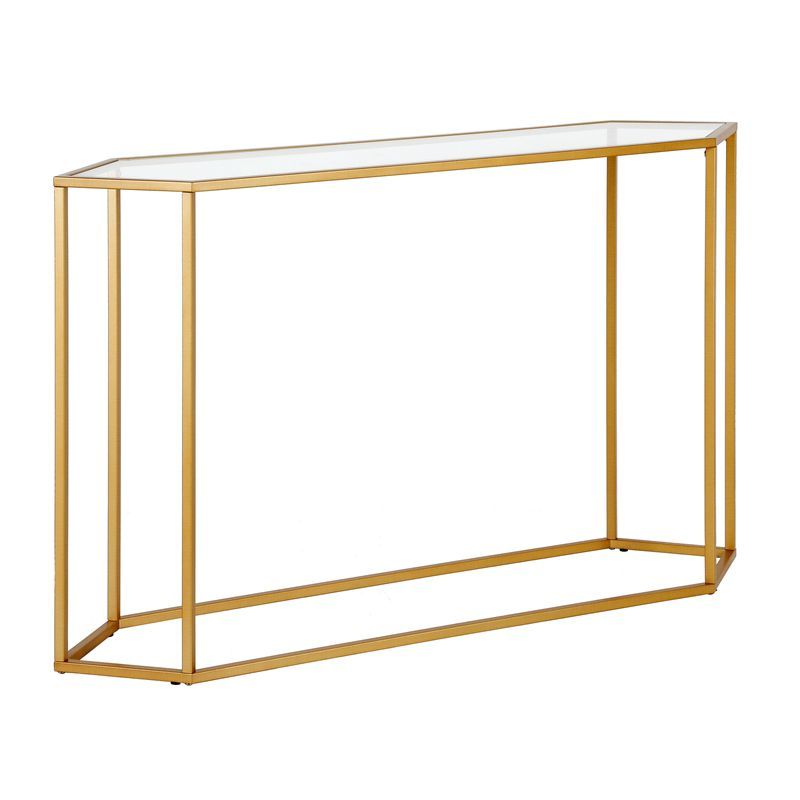 Gold Hexagonal Glass and Metal Hallway Table