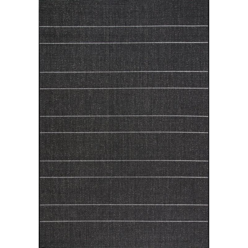 Alaina Black 4' x 6' Striped Synthetic Indoor/Outdoor Rug