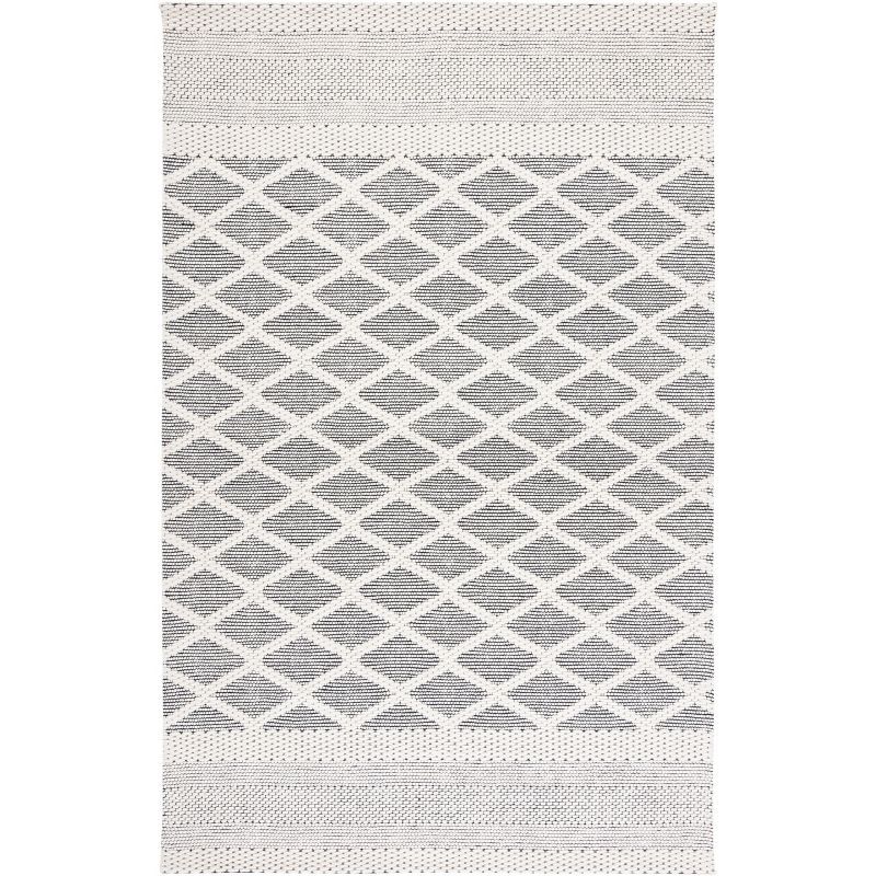 Ivory and Gray Hand-Knotted Wool 4' x 6' Area Rug