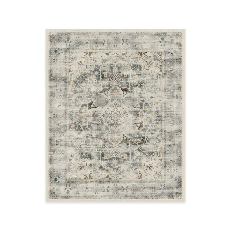 Sage and Taupe Synthetic Washable 6' x 9' Area Rug