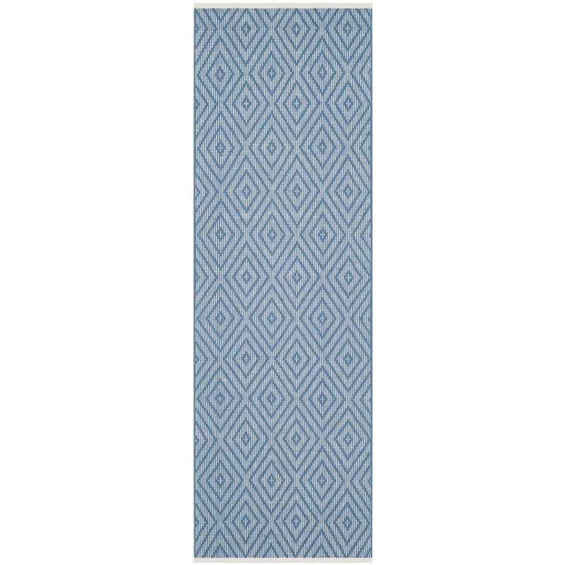 Coastal Charm Blue/Ivory Cotton Flat Woven Runner Rug - 2'3" x 7'0"