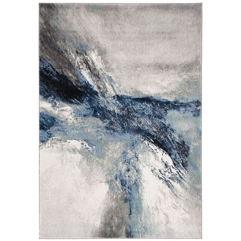 Celestial Abstract Hand-Knotted Gray Synthetic 5'3" x 7'6" Area Rug