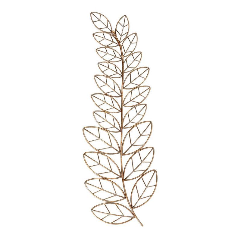 Eber Copper Patina Iron Fern Leaf Wall Sculpture, 33" Wide