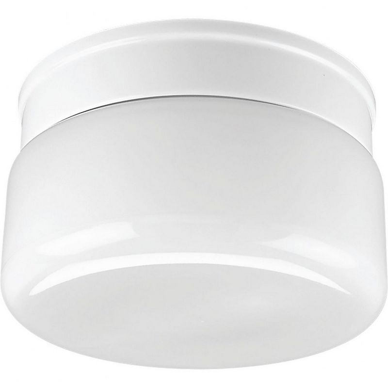 White Glass 2-Light Flush Mount Ceiling Fixture