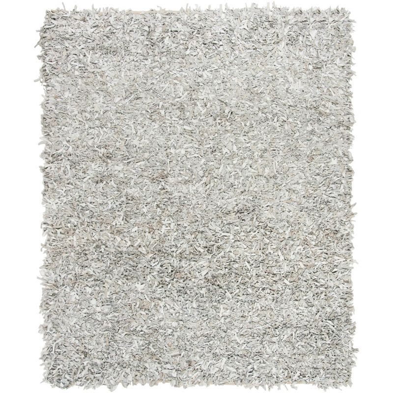 Gray Hand-Knotted Leather Shag 8' x 10' Area Rug