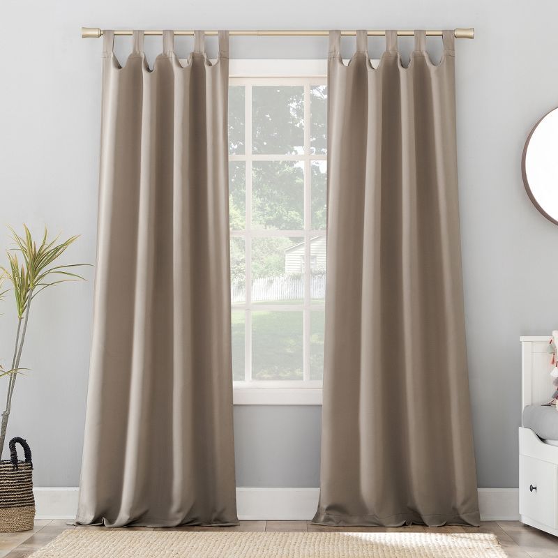 Stone Gray Blackout Tab Top Polyester Curtain Panel, 40x84