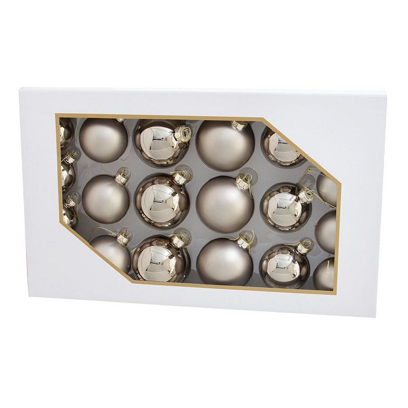 Pewter Glass Ball Christmas Ornament Set, 20 Pieces