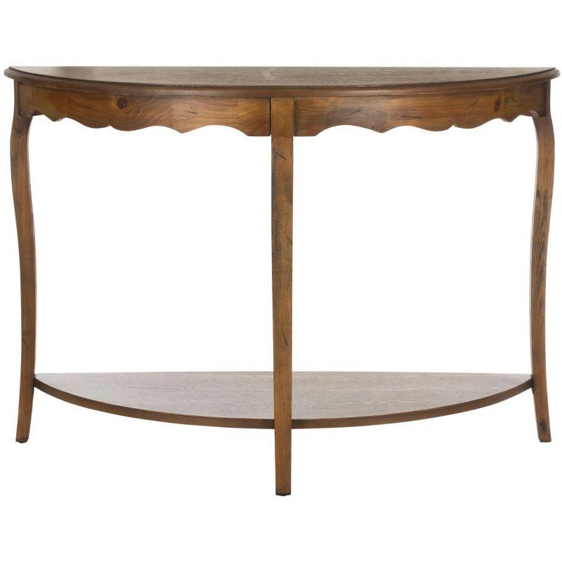 Christina Transitional Demilune Console Table with Storage in Brown