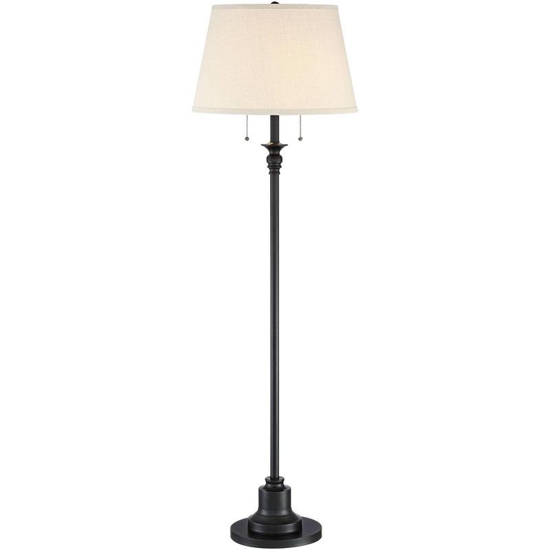 Spenser 58" Oiled Bronze Floor Lamp with Linen Shade