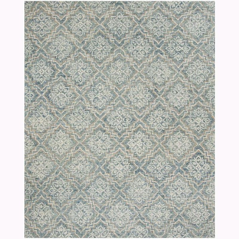 Handmade Tufted Blue Wool Abstract 9' x 12' Rug