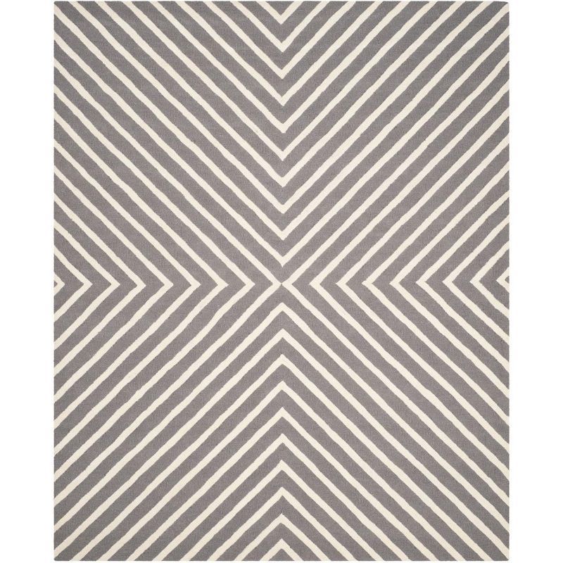 Hand-Tufted Gray Wool Rectangular Rug, 8' x 10'