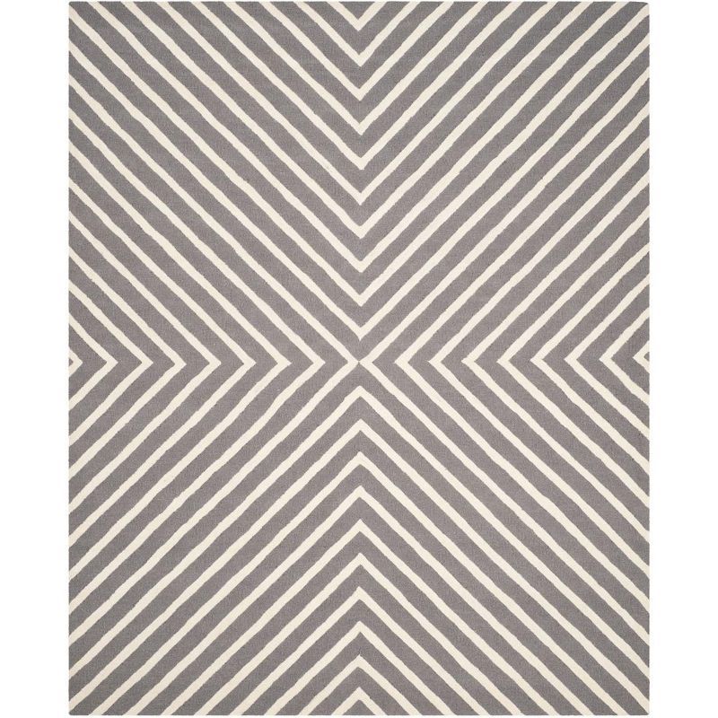 Hand-Tufted Gray Wool Rectangular Rug, 8' x 10'